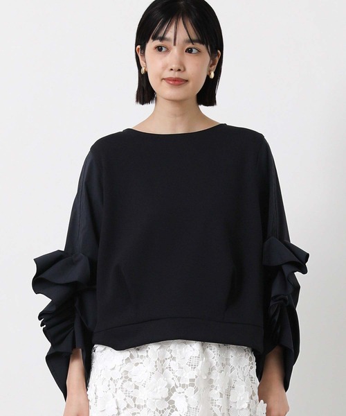 MARECHAL TERRE(マルシャルテル)の「ラッフルギャザー7分袖カットソー(Tシャツ/カットソー・レディース・オフホワイト/ネイビー・FREE)」の18枚目の写真