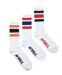 AVIREX（アヴィレックス）の「【RES】【AVIREX】Line Design 3P Socks（ソックス/靴下）」