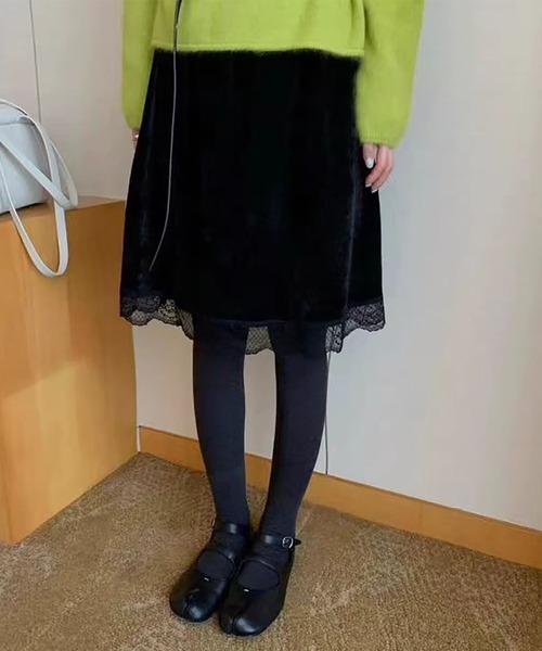 Doula Doula（ドゥーラドゥーラ）の「レースレイヤードスカート（スカート・レディース・ブラック/ホワイト・FREE）」の2枚目の写真