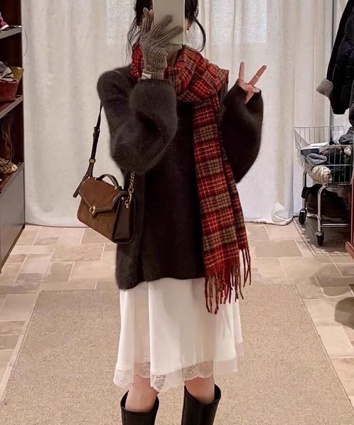 Doula Doula（ドゥーラドゥーラ）の「レースレイヤードスカート（スカート・レディース・ブラック/ホワイト・FREE）」の4枚目の写真