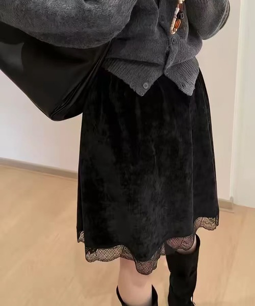 Doula Doula（ドゥーラドゥーラ）の「レースレイヤードスカート（スカート・レディース・ブラック/ホワイト・FREE）」の7枚目の写真