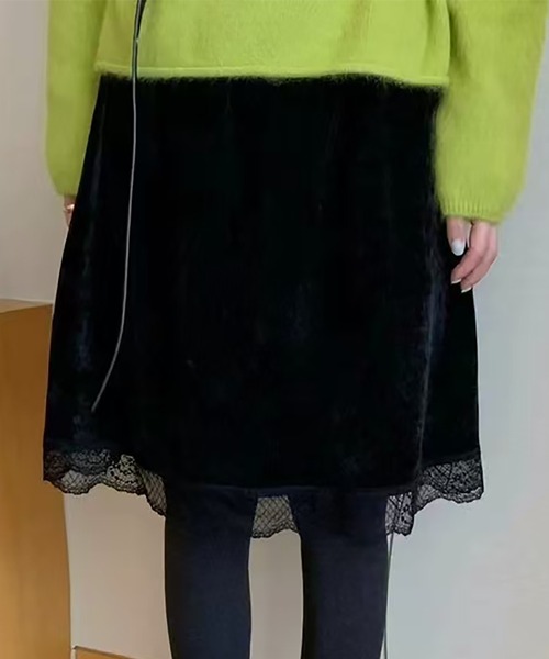 Doula Doula（ドゥーラドゥーラ）の「レースレイヤードスカート（スカート・レディース・ブラック/ホワイト・FREE）」の9枚目の写真