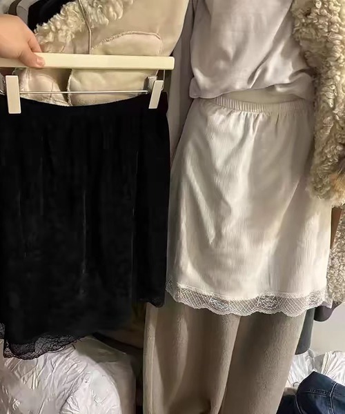 Doula Doula（ドゥーラドゥーラ）の「レースレイヤードスカート（スカート・レディース・ブラック/ホワイト・FREE）」の10枚目の写真