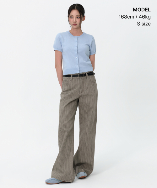 MUSINSA STANDARD WOMAN（ムシンサスタンダードウーマン）の「ウィメンズエッセンシャルラウンドネック半袖カーディガン[スカイブルー]（ニット/セーター・レディース・その他・X-SMALL/SMALL/MEDIUM/LARGE）」の2枚目の写真