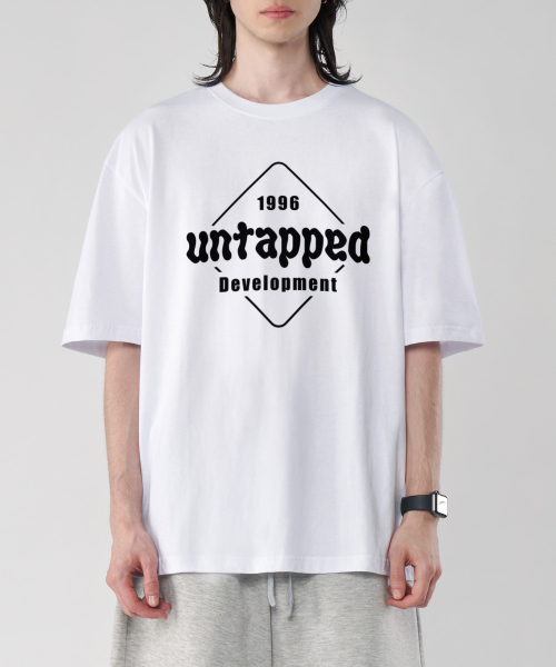 UNTAPPED STUDIO(アンタップドスタジオ)の「スクエアシグネチャーピュアコットンビッグオーバーフィット半袖Tシャツ2COLOR(Tシャツ/カットソー・メンズ・ブラック/ホワイト・S(90)/M(95)/XL/L)」の7枚目の写真