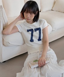パステルナンバリングプリント半袖Tシャツ