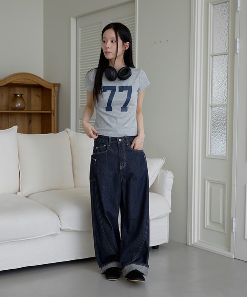 UNE MANSION(ユヌマンション)の「パステルナンバリングプリント半袖Tシャツ(Tシャツ/カットソー・レディース・ホワイト/イエロー/スカイブルー/グレー・FREE)」の18枚目の写真