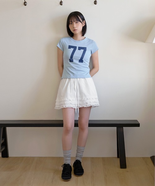 UNE MANSION(ユヌマンション)の「パステルナンバリングプリント半袖Tシャツ(Tシャツ/カットソー・レディース・ホワイト/イエロー/スカイブルー/グレー・FREE)」の21枚目の写真