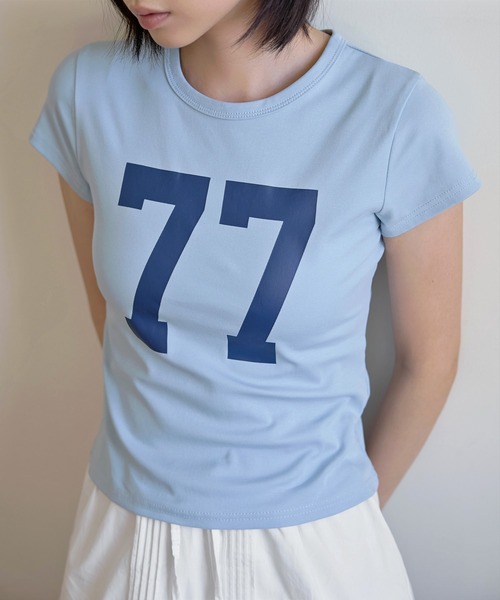 UNE MANSION(ユヌマンション)の「パステルナンバリングプリント半袖Tシャツ(Tシャツ/カットソー・レディース・ホワイト/イエロー/スカイブルー/グレー・FREE)」の22枚目の写真