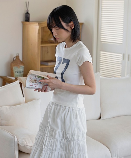 UNE MANSION(ユヌマンション)の「パステルナンバリングプリント半袖Tシャツ(Tシャツ/カットソー・レディース・ホワイト/イエロー/スカイブルー/グレー・FREE)」の8枚目の写真