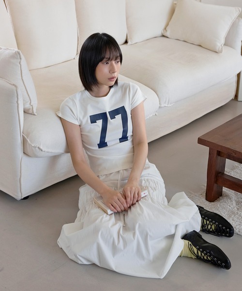 UNE MANSION(ユヌマンション)の「パステルナンバリングプリント半袖Tシャツ(Tシャツ/カットソー・レディース・ホワイト/イエロー/スカイブルー/グレー・FREE)」の7枚目の写真