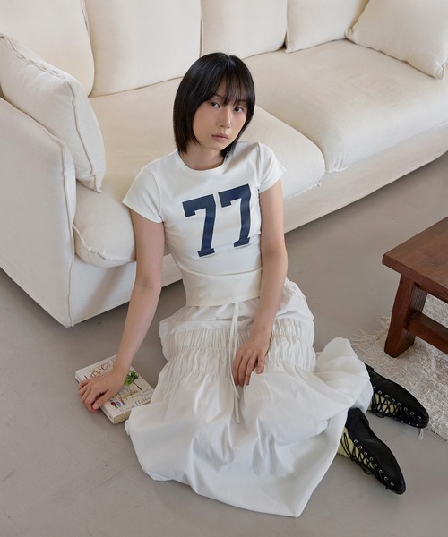 UNE MANSION(ユヌマンション)の「パステルナンバリングプリント半袖Tシャツ(Tシャツ/カットソー・レディース・ホワイト/イエロー/スカイブルー/グレー・FREE)」の9枚目の写真