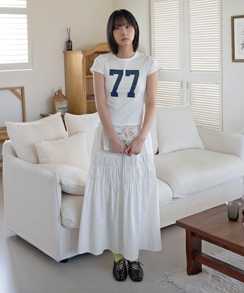 UNE MANSION(ユヌマンション)の「パステルナンバリングプリント半袖Tシャツ(Tシャツ/カットソー・レディース・ホワイト/イエロー/スカイブルー/グレー・FREE)」の6枚目の写真