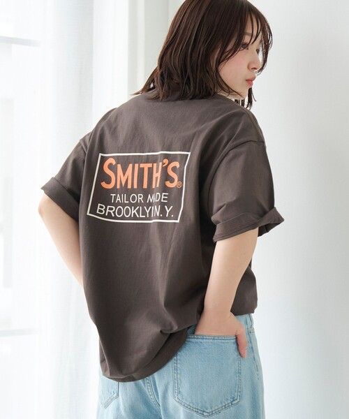 SMITH'S AMERICAN(スミスアメリカン)の「SMITH'S(スミス)別注ポケット付きプリント半袖Tシャツ(Tシャツ/カットソー・メンズ・ブラック/ネイビー/ホワイト/ナチュラル/ダークブラウン/マスタード・S/M/L/XL)」の1枚目の写真