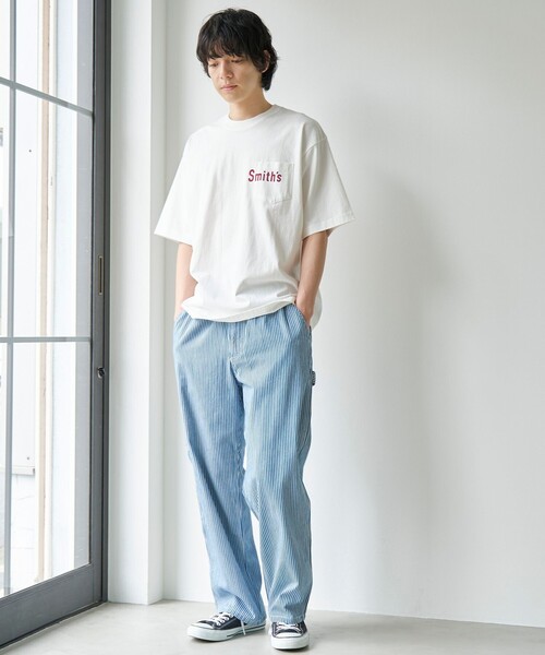 SMITH'S AMERICAN(スミスアメリカン)の「SMITH'S(スミス)別注ポケット付きプリント半袖Tシャツ(Tシャツ/カットソー・メンズ・ブラック/ネイビー/ホワイト/ナチュラル/ダークブラウン/マスタード・S/M/L/XL)」の7枚目の写真