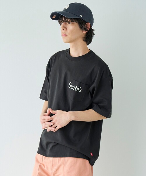 SMITH'S AMERICAN(スミスアメリカン)の「SMITH'S(スミス)別注ポケット付きプリント半袖Tシャツ(Tシャツ/カットソー・メンズ・ブラック/ネイビー/ホワイト/ナチュラル/ダークブラウン/マスタード・S/M/L/XL)」の15枚目の写真