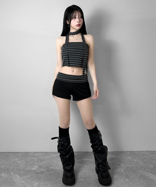 FOLLOWIN(フォロウィン)の「【4点セット】マルチWAYボーダーレイヤードセットアップ(セットアップ・レディース・ブラック・FREE)」の2枚目の写真