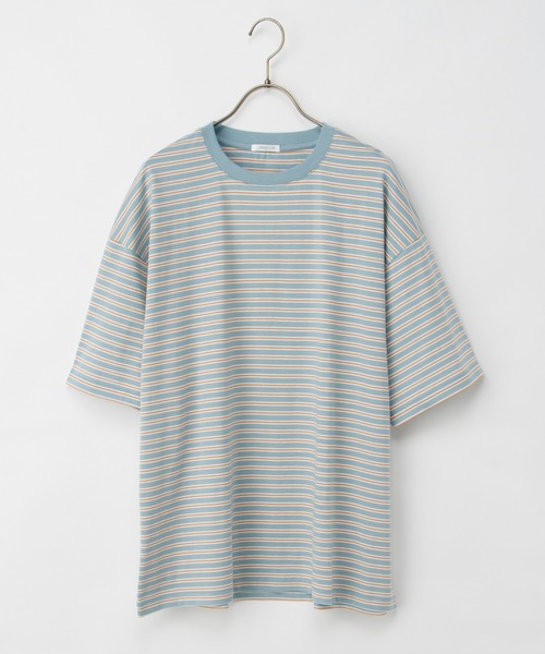 Honeys(ハニーズ)の「【UVカット】ボーダーゆるTシャツ(Tシャツ/カットソー・レディース・ネイビー×ホワイト/グリーン系その他/ベージュ系その他・L/LL/M/S)」の15枚目の写真
