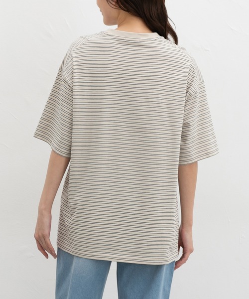 Honeys(ハニーズ)の「【UVカット】ボーダーゆるTシャツ(Tシャツ/カットソー・レディース・ネイビー×ホワイト/グリーン系その他/ベージュ系その他・L/LL/M/S)」の20枚目の写真