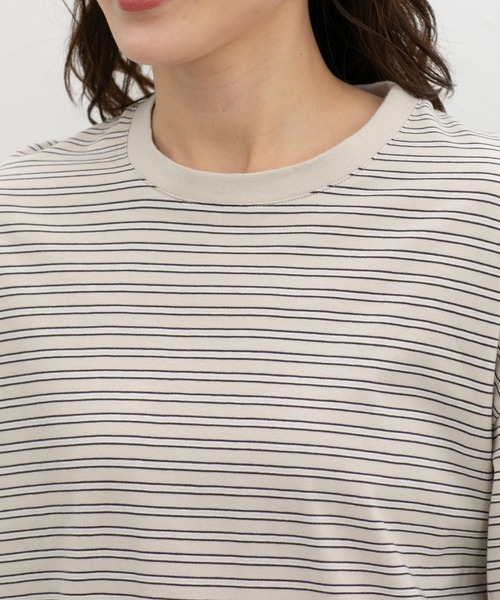 Honeys(ハニーズ)の「【UVカット】ボーダーゆるTシャツ(Tシャツ/カットソー・レディース・ネイビー×ホワイト/グリーン系その他/ベージュ系その他・L/LL/M/S)」の21枚目の写真