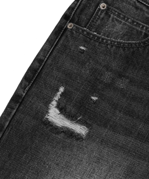 EXTRAORDINARY(エクストラオーディナリー)の「DAMAGE DENIM PANTS BLACK(デニムパンツ・メンズ・その他・M/L/XL/XX-LARGE)」の9枚目の写真