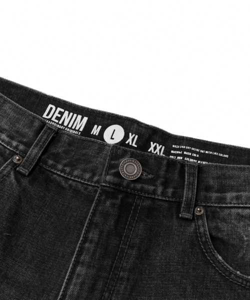 EXTRAORDINARY(エクストラオーディナリー)の「DAMAGE DENIM PANTS BLACK(デニムパンツ・メンズ・その他・M/L/XL/XX-LARGE)」の7枚目の写真