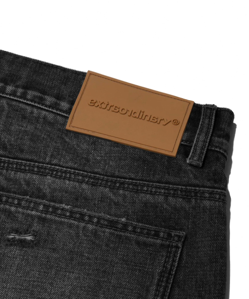 EXTRAORDINARY(エクストラオーディナリー)の「DAMAGE DENIM PANTS BLACK(デニムパンツ・メンズ・その他・M/L/XL/XX-LARGE)」の4枚目の写真