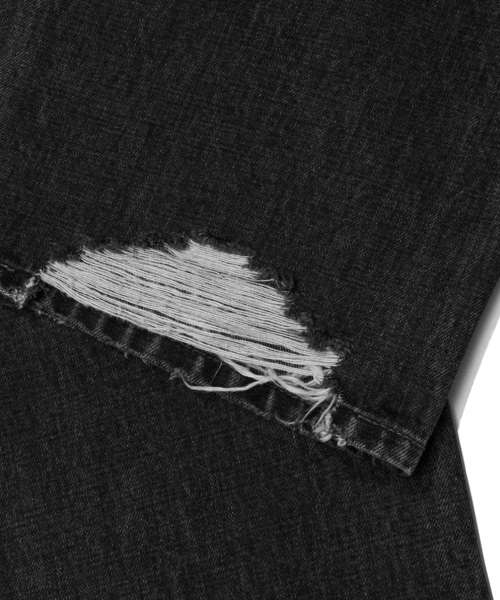 EXTRAORDINARY(エクストラオーディナリー)の「DAMAGE DENIM PANTS BLACK(デニムパンツ・メンズ・その他・M/L/XL/XX-LARGE)」の2枚目の写真