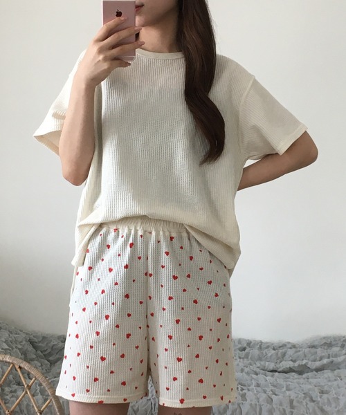 セール】JEMORGAN ワッフルハート柄半袖＆パンツ3点セット（ルーム