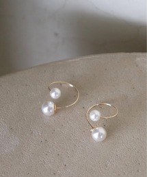 ダブルパールフープピアス