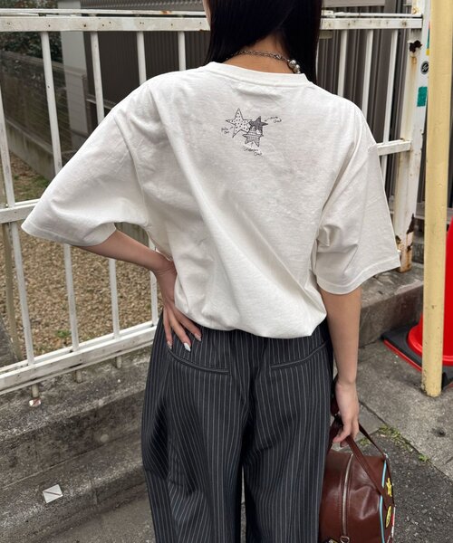 CIAOPANIC（チャオパニック）の「スターパッチワークTee（Tシャツ/カットソー・レディース・チャコールグレー/ネイビー/ホワイト・ONE SIZE）」の7枚目の写真