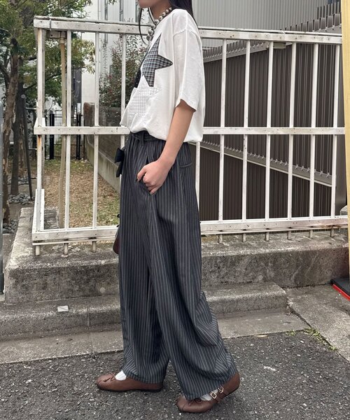 CIAOPANIC（チャオパニック）の「スターパッチワークTee（Tシャツ/カットソー・レディース・チャコールグレー/ネイビー/ホワイト・ONE SIZE）」の10枚目の写真