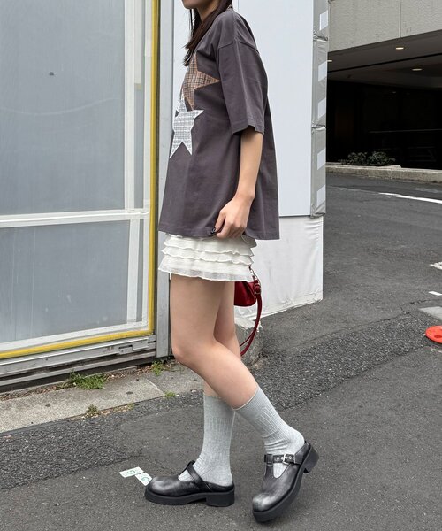 CIAOPANIC（チャオパニック）の「スターパッチワークTee（Tシャツ/カットソー・レディース・チャコールグレー/ネイビー/ホワイト・ONE SIZE）」の17枚目の写真