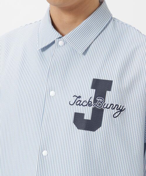 Jack Bunny!!（ジャックバニー）の「【Jack Bunny!!】吸水速乾ストライプ半袖シャツ（シャツ/ブラウス・メンズ・ネイビー/ブルー・LARGE/X-LARGE/MEDIUM）」の6枚目の写真