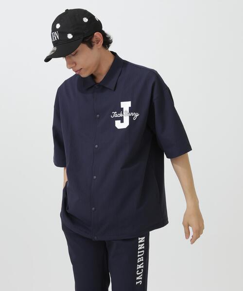 Jack Bunny!!（ジャックバニー）の「【Jack Bunny!!】吸水速乾ストライプ半袖シャツ（シャツ/ブラウス・メンズ・ネイビー/ブルー・LARGE/X-LARGE/MEDIUM）」の21枚目の写真