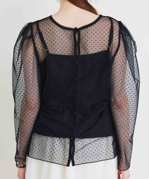 PICCIN PERLA(ピッチンペルラ)の「フロッキードットシアーブラウス(キャミ付き)(シャツ/ブラウス・レディース・ブラック・M)」の18枚目の写真