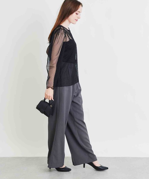 PICCIN PERLA(ピッチンペルラ)の「フロッキードットシアーブラウス(キャミ付き)(シャツ/ブラウス・レディース・ブラック・M)」の7枚目の写真