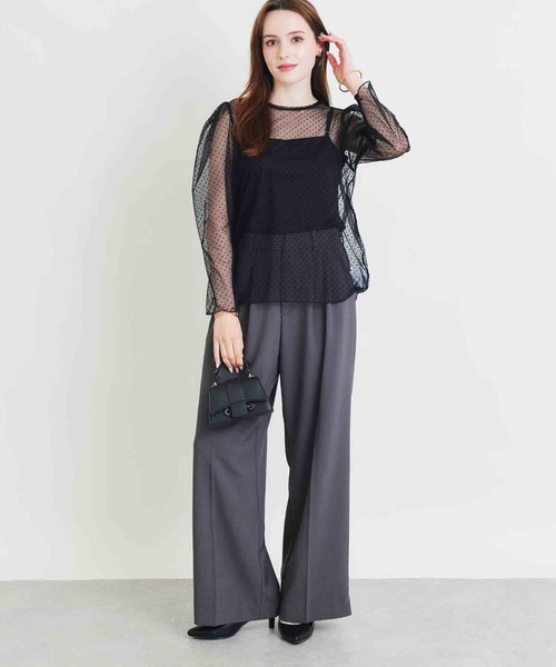 PICCIN PERLA(ピッチンペルラ)の「フロッキードットシアーブラウス(キャミ付き)(シャツ/ブラウス・レディース・ブラック・M)」の6枚目の写真