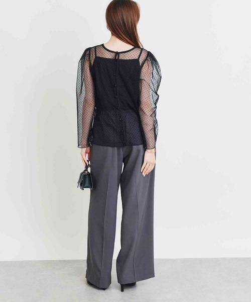 PICCIN PERLA(ピッチンペルラ)の「フロッキードットシアーブラウス(キャミ付き)(シャツ/ブラウス・レディース・ブラック・M)」の8枚目の写真