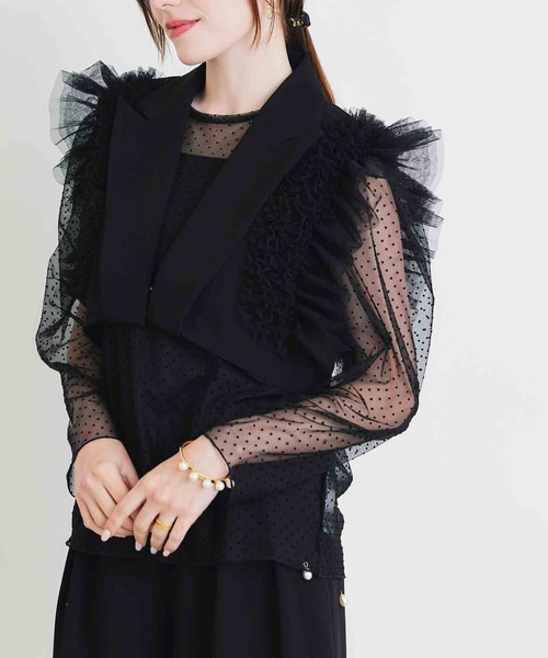 PICCIN PERLA(ピッチンペルラ)の「フロッキードットシアーブラウス(キャミ付き)(シャツ/ブラウス・レディース・ブラック・M)」の10枚目の写真