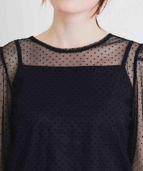 PICCIN PERLA(ピッチンペルラ)の「フロッキードットシアーブラウス(キャミ付き)(シャツ/ブラウス・レディース・ブラック・M)」の19枚目の写真