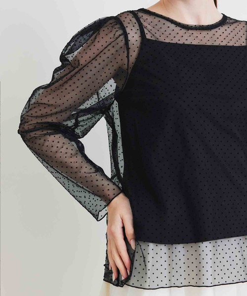 PICCIN PERLA(ピッチンペルラ)の「フロッキードットシアーブラウス(キャミ付き)(シャツ/ブラウス・レディース・ブラック・M)」の20枚目の写真