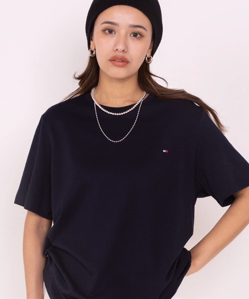TOMMY HILFIGER トミーヒルフィガー カットソー sizeL/G/濃紺 ■◆ ☆ ega1 レディース TOMMY トミー ヒルフィガー | トミーヒルフィガープリント半袖Tシャツ 紺