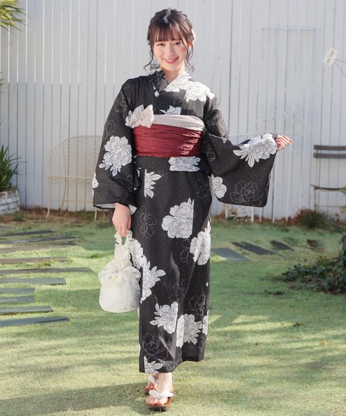 Honeys(ハニーズ)の「セパレート浴衣(ワンピースタイプ)(浴衣・レディース・ブラック系1/ネイビー系1・F)」の5枚目の写真