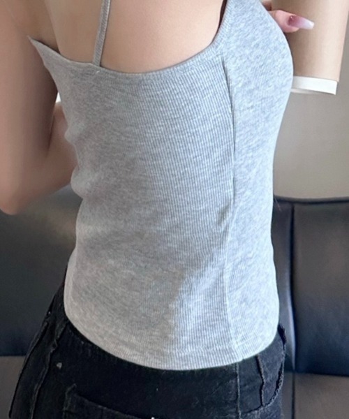 Beststore(ベストストア)の「「大人可愛いを叶える」カップ付きレースリボン リブキャミソール(キャミソール・レディース・ホワイト/ブラック/アイボリー/グレー/ピンク・FREE)」の10枚目の写真