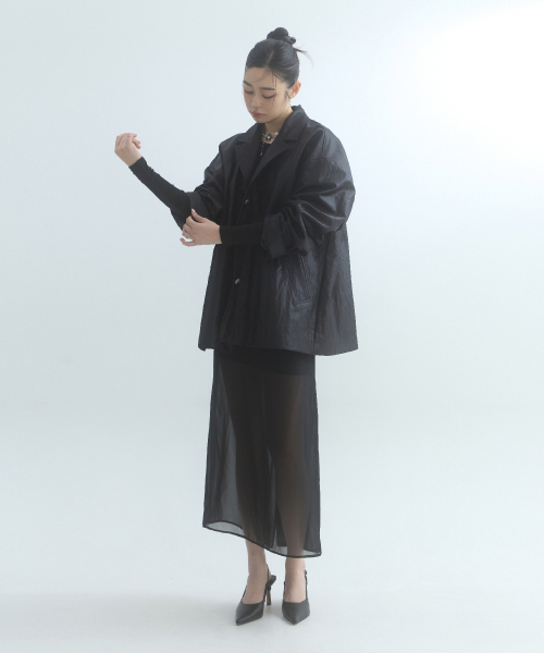 MOIREMOA(モアレモア)の「Lustre Fold-Back Jacket-Black(ナイロンジャケット・レディース・その他・FREE)」の8枚目の写真