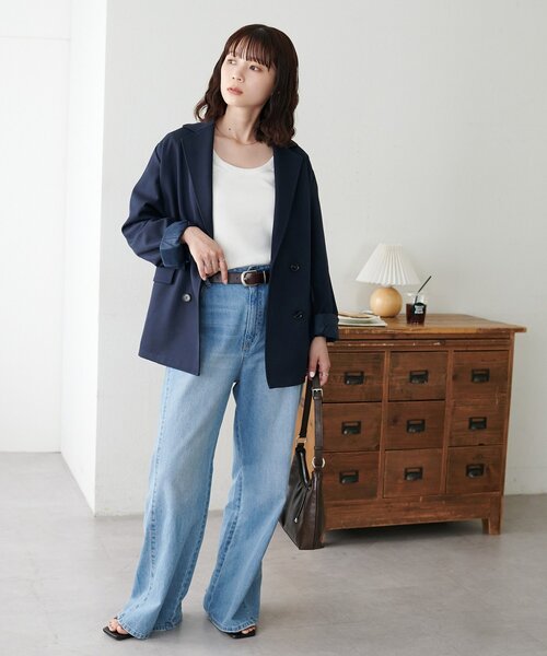 DISCOAT（ディスコート）の「【万能インナー♪/WEB限定】前後2WAYUネック半袖Tシャツ（Tシャツ/カットソー・レディース・アイボリー/ブラック/ホワイト/グレー・FREE）」の17枚目の写真