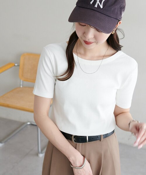 DISCOAT（ディスコート）の「【万能インナー♪/WEB限定】前後2WAYUネック半袖Tシャツ（Tシャツ/カットソー・レディース・アイボリー/ブラック/ホワイト/グレー・FREE）」の18枚目の写真