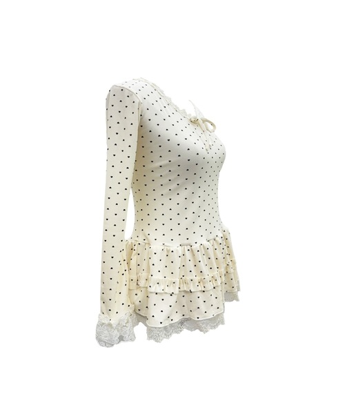ALLuRing ChaRm(アリュリングチャーム)の「Frill Lace Tiered Layered Dot Top / フリルレースティアードレイヤードドットトップス(シャツ/ブラウス・レディース・ホワイト・FREE)」の11枚目の写真