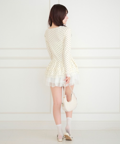 ALLuRing ChaRm(アリュリングチャーム)の「Frill Lace Tiered Layered Dot Top / フリルレースティアードレイヤードドットトップス(シャツ/ブラウス・レディース・ホワイト・FREE)」の15枚目の写真